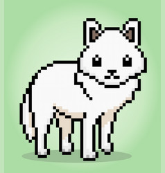 8-bit Pixel White Wolf Animal