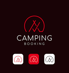 Camping Booking Logo Concept Tent Checkmark Logo