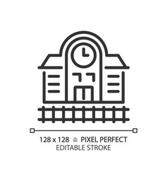 2d Editable Thin Line Railway Station Icon