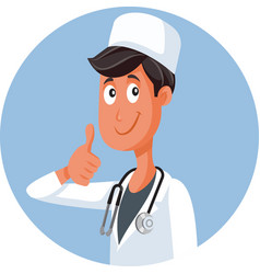 Happy Doctor Showing Thumbs Up For Approval