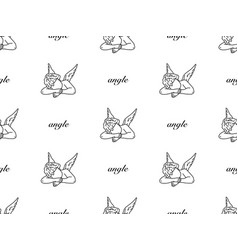 Angle Cartoon Character Seamless Pattern On White