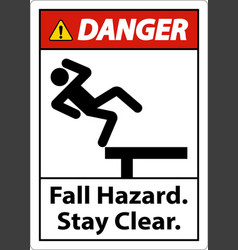 Danger Fall Hazard Stay Clear Sign On White