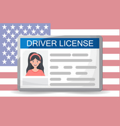 Flat Woman Driver License Plastic Card Template