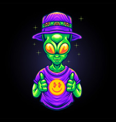 Funky Alien With Smile Emoji