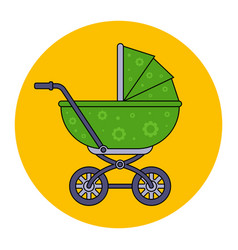 Black Icon Of Baby Stroller With Baby