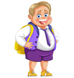 Cheerful Young Boy With Backpack Smiling