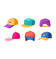 Colorful Sports Caps And Baseballs Cartoon