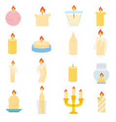 Candlesticks With Candles Of Various Shapes Icons