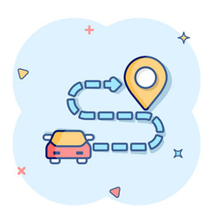 Car Destination Icon In Comic Style