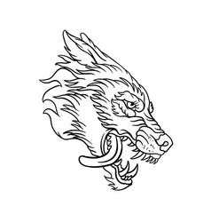 Hand Drawn Of Wolf Head Outline