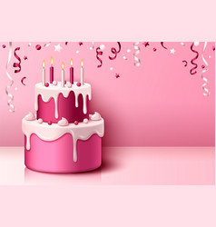 Pink 3d Birthday Or Anniversary Party Cake