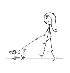 Cartoon Of Woman Walking With Small Dog