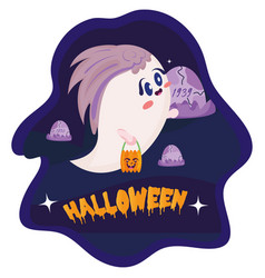 Isolated Cute Ghost On Emo Costume Halloween