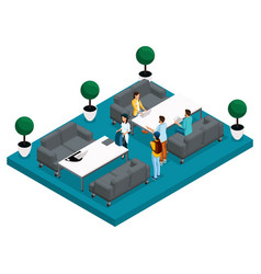 Isometric Concept Of Coworking Center 3d People