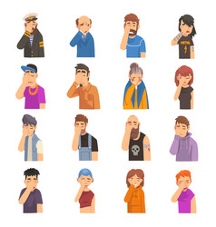 People Characters Showing Face Palm Gesture