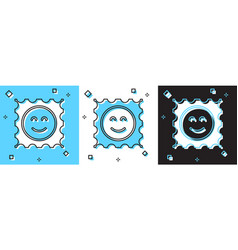 Set Lsd Acid Mark Icon Isolated On Blue And White