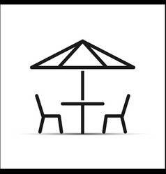 Two Chairs And Table Under Umbrella Simple Design