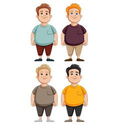 Four Chubby Teen Men Cartoon