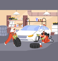 Tire Service In Auto Repair Station Professional