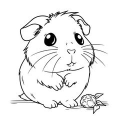 Black And White Cartoon Of Cute Guinea Pig Animal