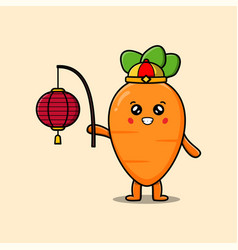 Cute Cartoon Carrot Chinese Holding Lantern