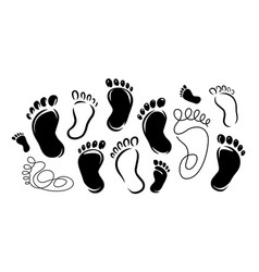 Human Footprint Icon Set Bare Foot Print Symbol