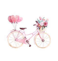 Pink Bicycle With Flowers And Balloons