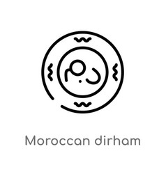 Outline Moroccan Dirham Icon Isolated Black