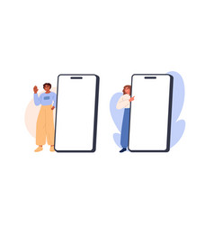 Connection Concept Man And Woman Use Phone Happy