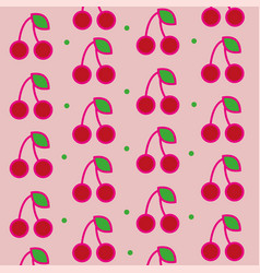 Pattern With Cherry Fruits Green Leaves