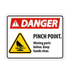 Danger Pinch Point Moving Parts Below Keep Hands