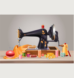 Sewing Machine Realistic Background