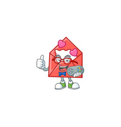 Smiley Gamer Love Letter Cartoon Mascot Style