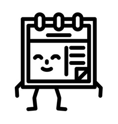 Calendar School Character Line Icon