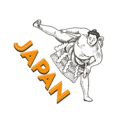 Sumo Fighter Standing With His Right Leg Up