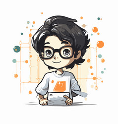 Cute Little Boy In Glasses And Apron