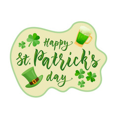 Happy St Patrick S Day Lettering With Hat Clover