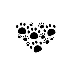 Heart Dog Paw Icon Logo Design Template Isolated