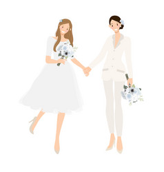 Lesbian Wedding Couple In White Suit Pants