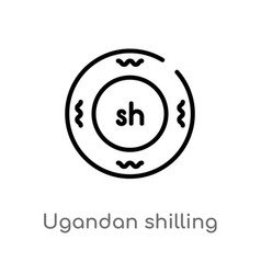 Outline Ugandan Shilling Icon Isolated Black