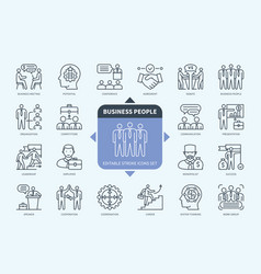 Business People Icons Set With Description