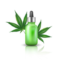 Cannabis Oil Bottle Design With Hemp Leaves