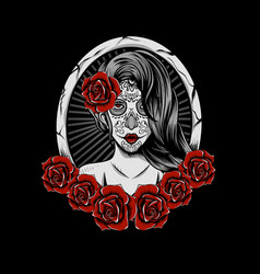 Sugar Skull Woman With Rose Flower