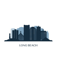 Long Beach Skyline Monochrome Silhouette