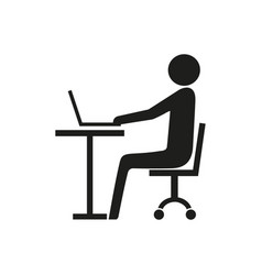 Man Working At Laptop In Office Icon