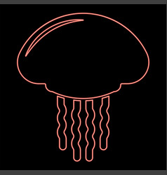 Neon Jellyfish Red Color Image Flat Style