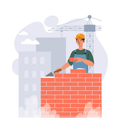 Bricklayer At Workplace