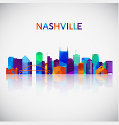 Nashville Skyline Silhouette In Colorful