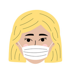 Girl Face With Medical Mask In Doodle Style