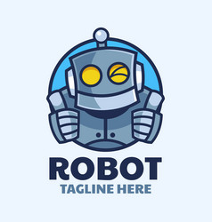 Robot Thumbs Up Cartoon Logo Design